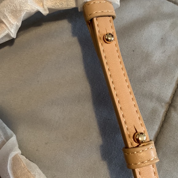 Samara 100% Vegan Leather Beige /Blush Crossbody Purse - Picture 3 of 4